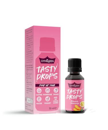 GymQueen Tasty Drops - Zero Calorie Peach-Passion Fruit Flavour Drops | 30ml Pack - Enhance Your Drinks! - Buy Online on GoSupps.com