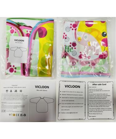 Vicloon Baby Waterproof Sleeved Bibs 4 Pcs - Unisex Feeding Apron for Infant & Toddler 6 Months to 3 Years - Blue/Green/Red/Pink - Buy Online on GoSupps.com