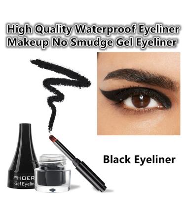 Go Ho Black Gel Eyeliner Pot | Matte Cream High Pigmented Eye Makeup with Brush | Smooth Matte Finish | Women's Gel Eye Liner 202 Black - Buy Online on GoSupps.com