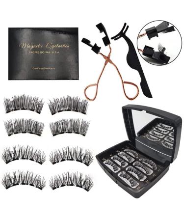 Reusable Magnetic False Eyelashes Kit with Applicator - Lightweight and Natural Looking Accent Lashes for Easy Wear (4 Pair Set) - Buy Online on GoSupps.com
