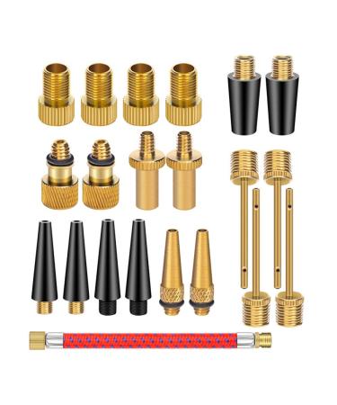 mamakoi 21PCS Brass Presta Schrader Valve Adapter Tools, Ball Pump Needle, Bike Tire Valve Pump Adapters, Pump Tools, Presta Valve Adapter Bike Pump Accessories Fit for Bike Gym Balloon Toy Pump