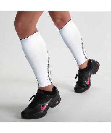 Gemx Calf Compression Sleeve - Shin Splint Support for Running, Cycling, Hiking - Breathable Neoprene Fabric - Men & Women (1 Pair) - Size L, White - Buy Online on GoSupps.com