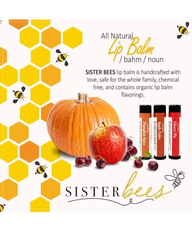 Sister Bees 100% Natural Beeswax Lip Balm Set - Fall Flavors: Apple Cider Cherry Pie Pumpkin Spice - Moisturizes & Repairs Chapped Lips - Women-Owned Brand - Buy Online on GoSupps.com