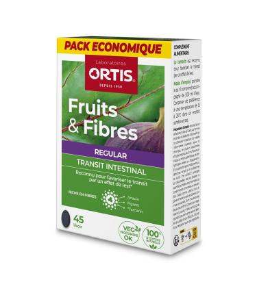 Ortis - Fruits & Fibres Regular Pack Economique 45 Comprim s - Compl ment Alimentaire pour Favoriser le Transit Intestinal - Paresse Intestinale R guli re - 100% Naturel base de Rhubarbe Sans saveur 45 unit (Lot de 1)