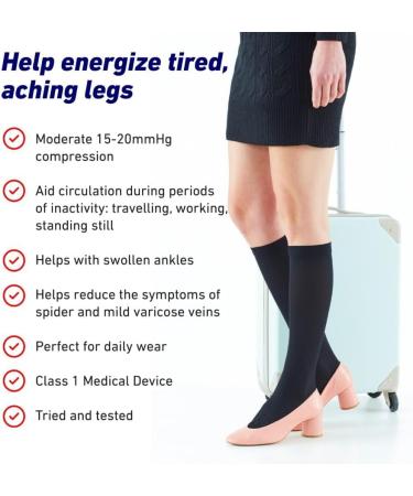 Neo G Travel Compression Socks for Women - XL (43-48 CM) - Graduated Compression, Energizing Inactivity, Flight Companion - Black - Buy Online on GoSupps.com