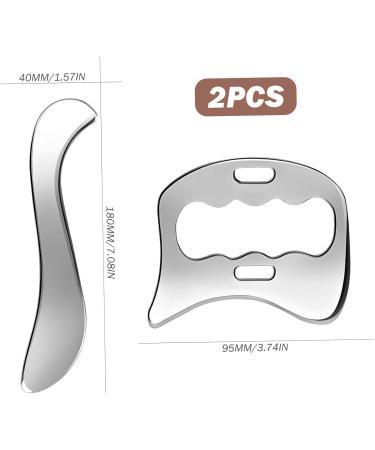 Gua Sha Facial Tools 2Pcs Stainless Steel Gua Sha Metal Gua Sha for Jawline Sculpting and Puffiness Reducing Muscle Scraper Tool for Relieving Fatigue and Pain - Buy Online on GoSupps.com