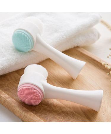 Facial Cleansing Brush 2 Pcs 2 In 1 Face Brush 3D Facial Brush with Soft Bristles Double Sided Silicone Wash Brush Exfoliating Brush for Deep Cleansing Removing Blackhead and Massaging (PINK & BLUE) - Buy Online on GoSupps.com