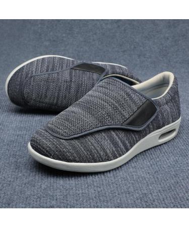 Men's Extra Wide Air Cushion Walking Sneakers | Adjustable Diabetic Edema Shoes for Elderly | Outdoor Comfort for Swollen Feet & Arthritis - Dark Grey - Buy Online on GoSupps.com