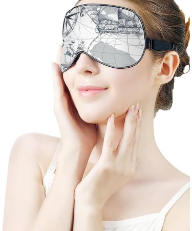 Nautical Sailboat Map Grey Sleep Mask with Adjustable Head Strap - Light Blocking Eye Cover for Travel - Buy Online on GoSupps.com