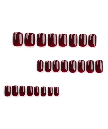 Buy Mouyouglow Press On Nails - Cherry Red Squoval Glossy Fake Nails with Glue | Artificial Fingernails Q29 - Perfect for Easy Nail Art - Buy Online on GoSupps.com