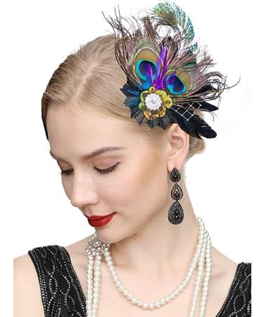 IYOU Peacock Feather Hair Clips Green Flapper Headpiece Vintage Festival Prom Gatsby Hair Accessories for Women - Buy Online on GoSupps.com