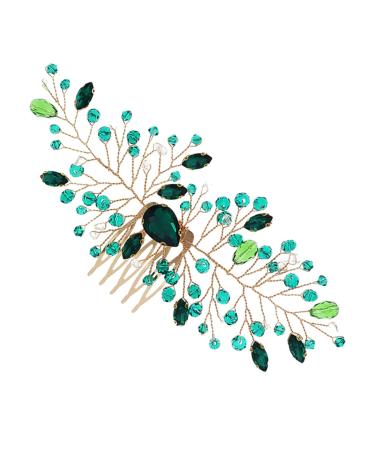 MAGICLULU Bride Wedding Hair Accessories Wedding Hair Comb Hair Accessories for Women Wedding Bridal Hair Comb Rhinestone Headpiece Tiara Bride Hair Comb Green Crystal Manual Zinc Alloy