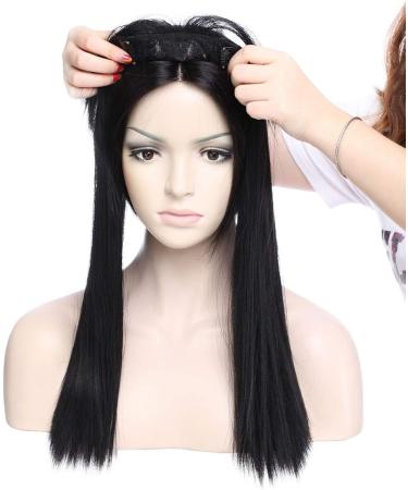 Hair Toppers for Women One Piece Clip in Toppers Extensions Straight Real Mono Toppiece Hair Piece for Thinning Hair 17" - Dark Black - Buy Online on GoSupps.com