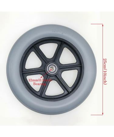 2 Pieces Anti-Slip Manual Rubber Wheels 10inch Silence Non-Inflatable Wheelchair Front Wheels with 12mm Bearing for Wheelchairs Rollators Walkers - Buy Online on GoSupps.com