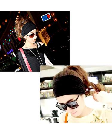 Women's Black Wide Headband - Fashionable Sweatband for Running, Yoga, and Workouts - Buy Online on GoSupps.com