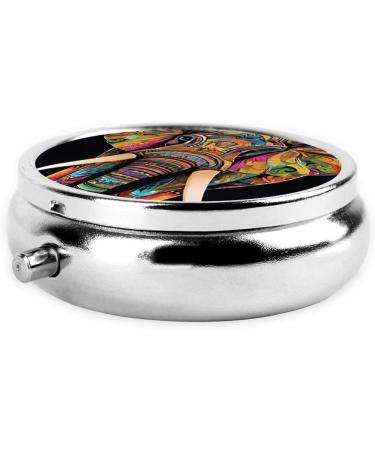 Colorful Elephant Round Pill Box | 3 Compartment Portable Travel Organizer for Vitamins & Medicine - Buy Online on GoSupps.com