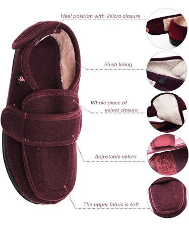 ZJING Women's Warm Wide Diabetic Shoes - Adjustable Closures for Arthritis, Edema, Swollen Feet - Size 8.5 Red Plus Velvet - Buy Online on GoSupps.com