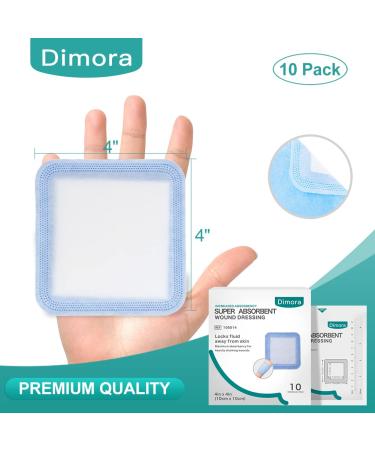 Dimora Super Absorbent Wound Dressings 4x4 - Nonstick Gauze Pad for Fast Healing - 10 Packs - Buy Online on GoSupps.com