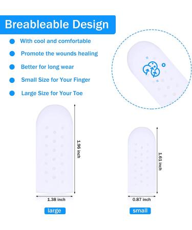 20 Pieces Silicone Finger Protectors for Wound Healing and Pain Relief - Breathable Finger Caps for Cracked Fingers, Eczema, Blisters, and Corn - Finger Cover Sleeves for Trigger Finger and Broken Toe - White - Buy Online on GoSupps.com