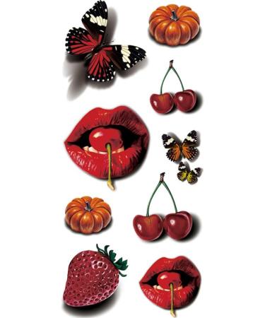 TAFLY Sexy Lips Butterfly Temporary Tattoo Sticker - 5 Sheets | Waterproof and Easy Application - Buy Online on GoSupps.com