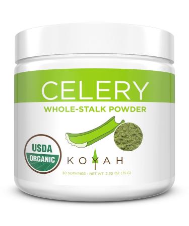 KOYAH - Organic USA Grown Celery Powder (1 Scoop  1/2 Cup Fresh): 30 Servings, Freeze-dried, Whole-Stalk Powder