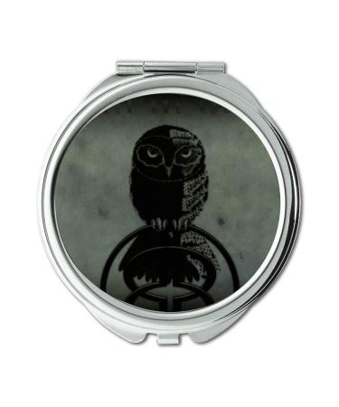 Yanteng Mirror Compact Mirror Owl Stuffed Toy thee Black Owl Collective Pocket Mirror Portable Mirror