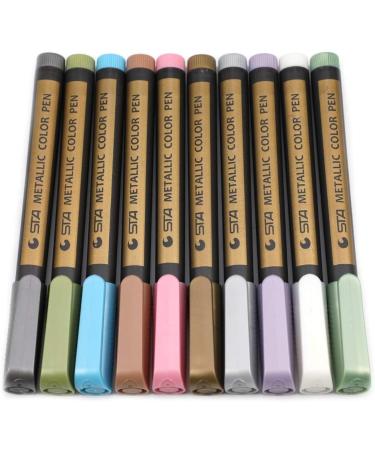 BOXUN Metallic Markers Pen for Rock, Ceramic, Glass, Plastic - 10 Metallic Colors - Buy Online on GoSupps.com