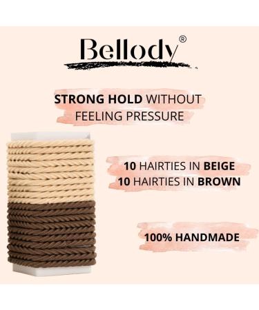Bellody Minis - Stylish Small Hair Ties for Braided Hairstyles - 20 Pack (Brown/Beige) - Women's Hair Ties in Various Colors - Buy Online on GoSupps.com