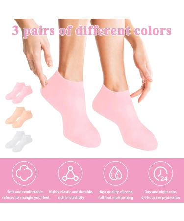 INBOLM 3pairs Silicone Socks Silicone Moisturizing Socks Women Foot Spa Pedicure Silicone Socks Silicone Socks for Cracked Feet Elastic Non Slip Multi Purpose(Skin Pink White) - Buy Online on GoSupps.com