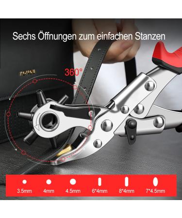AIRAJ Pro Belt Hole Puncher - Revolving Punch Plier Kit for Leather with 6 Sizes - Ideal for Watch Bands, Straps, Dog Collars, Saddles, Shoes, DIY Projects - Heavy Duty Rotary Puncher - Buy Online on GoSupps.com