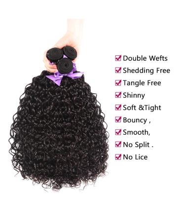 Water Wave Bundles with Closure 18 20 22+16 | Wet and Wavy 100% Unprocessed Human Hair | Deep Curly Bundles in Natural Black - Laritaiya - Buy Online on GoSupps.com