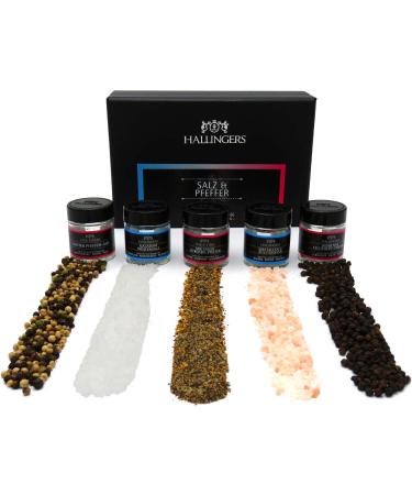 Hallingers Handmade Salz & Pfeffer Spice Gift Set | 5 Global Salts & Peppers | Perfect for Mother's Day Father's Day Birthdays & Anniversaries - Buy Online on GoSupps.com