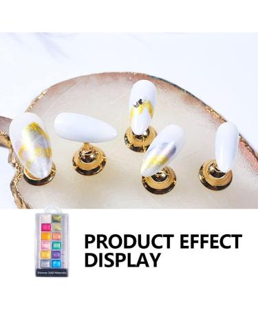 Nail Shiimmer Powder Manicure Solid Pearlescent Pigment Nail Art Dyeing Powder 12Colors Brushes - Buy Online on GoSupps.com