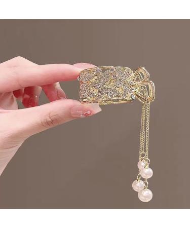 3Pcs Pearl Tassel Hair Clip Set | Flower Rhinestone Gold Hair Accessories for Women | Non-Slip Cute Hair Claw Clip for Thick Hair Styling | Mother's Day Gift - Buy Online on GoSupps.com