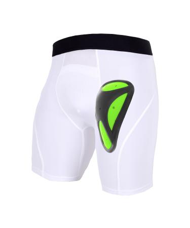 XELORNA Boys Compression Shorts with Protective Shell Children's Slide Shorts Underwear with Groin Guard for Baseball Football Hockey