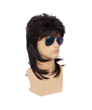 Qnbiar Men's Mullet Wig - Black Curly 70s/80s Cosplay Retro Punk Rocker Disco Synthetic Full Wig - International Shipping - Buy Online on GoSupps.com