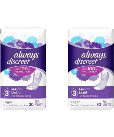 Always Discreet Incontinence Light Pads 3 Drops - 30 Pads (Pack of 2) - Buy Online on GoSupps.com