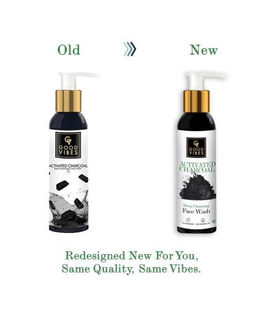 Good Vibes Activated Charcoal Face Wash | Deep Cleansing Formula for All Skin Types | Acne Control & Sebum Reduction | Paraben & Mineral Oil Free | 120 ml - Buy Online on GoSupps.com