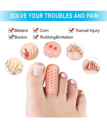 Silicone Toe Caps for Small Toes - 10 Pack | Breathable Gel Protection for Corns Bubbles & Ingrown Toenails - Pain Relief | Beige - Buy Online on GoSupps.com