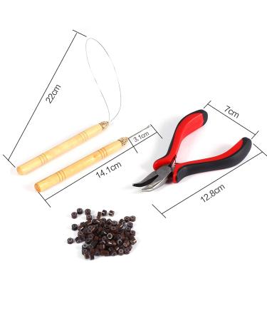 100 PCS Silicone Beads Hair Extension Kit - Micro Rings Hook Needle Pulling Loop & Plier Tool - Perfect for DIY Hair Extensions - Buy Online on GoSupps.com