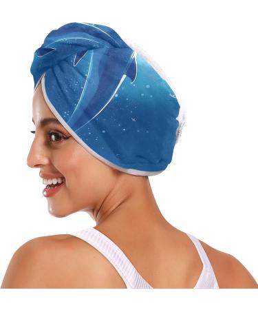 Dolphin Hair Towel 2 Pack | Super Absorbent Quick Dry Hair Turbans | Perfect for Women & Girls - Buy Online on GoSupps.com