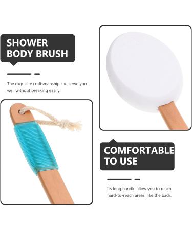 SOLUSTRE Dry Brush Body Lotion Back Applicator with Sponge for Exfoliating | Reach Handle for Shower Bath | Back Scratcher | Skin Care Tool - Buy Online on GoSupps.com