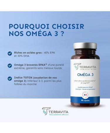 Om ga 3 EPAX | Huile de Poissons Sauvages Ultra Pure | Processus de Purification Brevet XO | Haute Concentration EPA et DHA | TOTOX inf. 3 | P che Durable | 90 Capsules Anti Oxydation | Terravita - Buy Online on GoSupps.com