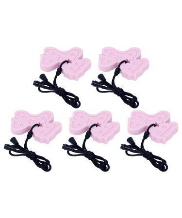 5Pcs Silicone Pendant Chewy Teether  Baby Teething Toys Sensory Chew Teether Gum Massage Relieve Swelling Pendant Shaped Baby Teething Toy Set(Light Pink) - Buy Online on GoSupps.com