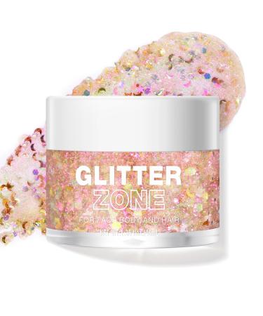 Langmanni holographic body glitter gel/eyeshadow cosmetics degrees for body face hair and lip. Color-changing glitter gel under light.-1.35 OZ (6# Dreamy Galaxy)