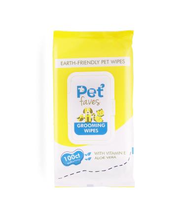 Pet Faves Dog Wipes for Paws and Butt - Plant Based Deodorizing Hypoallergenic Grooming Wipes with Aloe & Vitamin-E. Unscented and Alcohol Free Pet Wipes for Dogs and Puppies. 100 Count