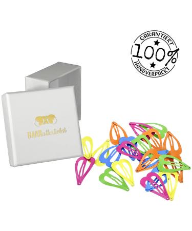 HAARallerliebst Hair Clips for Girls - Colorful Heart Set (20 Pieces 3.6 cm) with White Storage Box - Perfect Gift for Kids - Buy Online on GoSupps.com