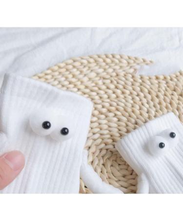 Magnetic Hand Holding Doll Socks Set - Funny Gifts for Women | Cute 3D Couple Socks in White - Buy Online on GoSupps.com