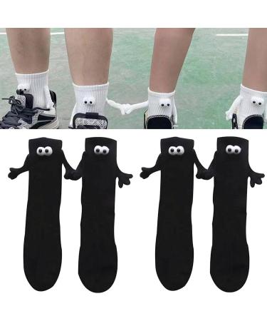 ZEROYOYO Funny Magnetic Suction 3D Doll Couple Socks Couple Holding Hands Socks Funny Socks for Women Men 2023 New Unisex Cute Couple Socks A Black