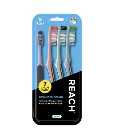 Reach Advanced Design Toothbrush, Soft Bristles, 7 Count Value Pack